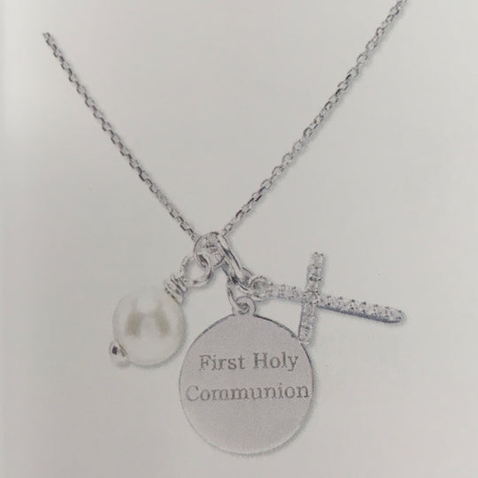 Silver Communion Necklace with Pearl for Little Girls - WowWee.ie Personalised Gifts