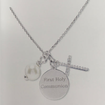Silver Communion Necklace with Pearl for Little Girls - WowWee.ie Personalised Gifts