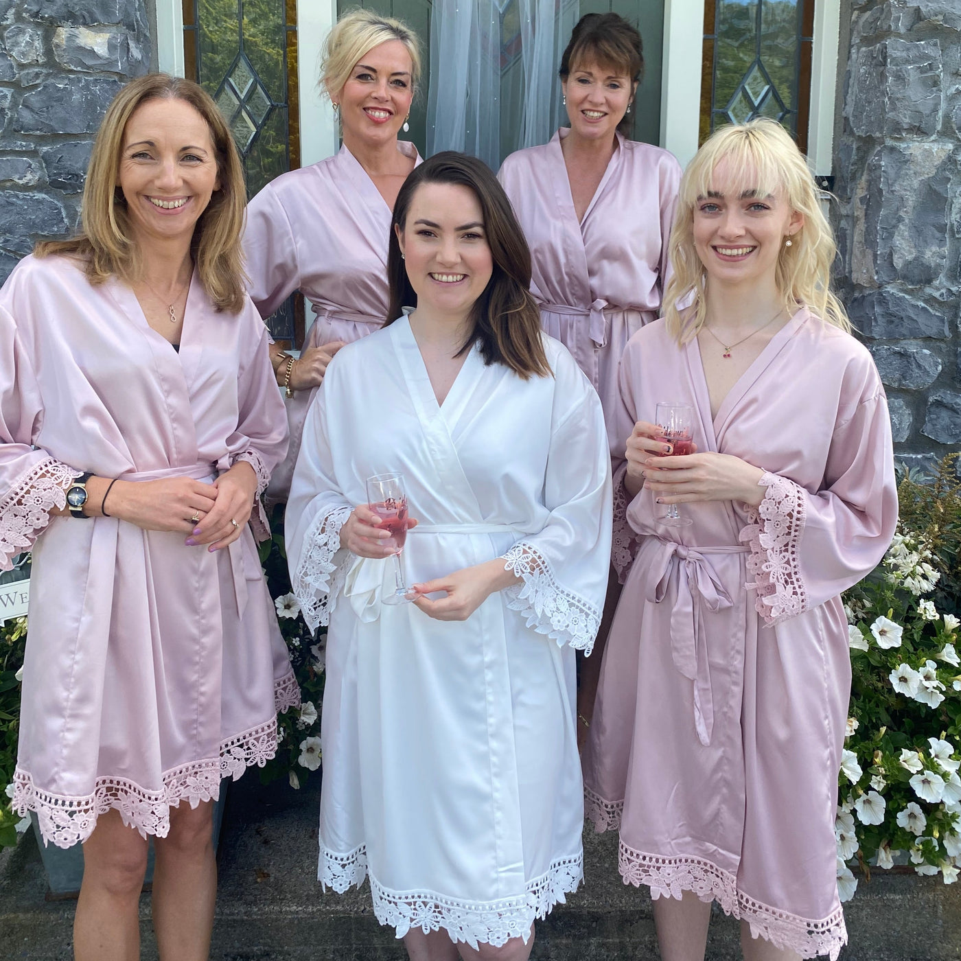TEST Personalised Satin Bridal Party Robes - Dusty Rose - Set of 3+