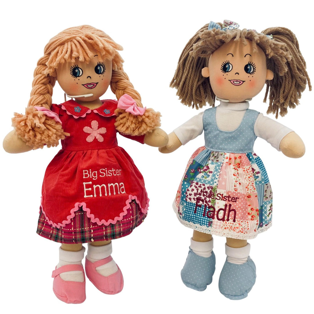 Personalised Big Sister & Little Sister Rag Doll Set