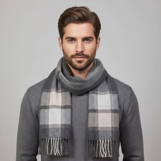 grey check scarf for men