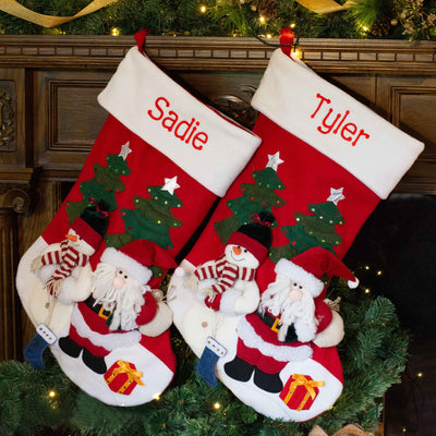 Personalised Christmas Stockings and Santa Sacks embroidered just for you with love and care by WowWee.ie. Our giant red Santa and Snowman Stocking is a popular choice for children and grown ups alike. 