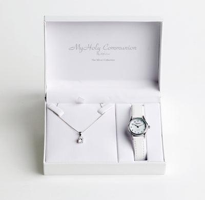 Silver Communion Watch and Necklace Gift Set - Simple - WowWee.ie Personalised Gifts