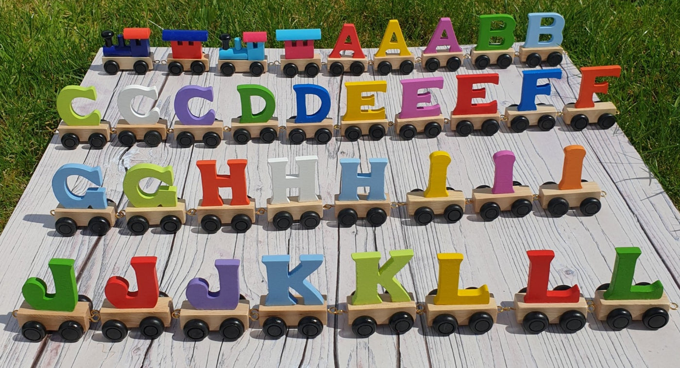 Personalised Wooden Letter Train for Boys - with Track - WowWee.ie