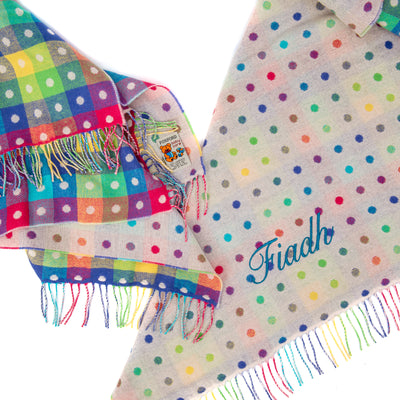 Personalised Foxford Baby Blanket - Multi Coloured Spot