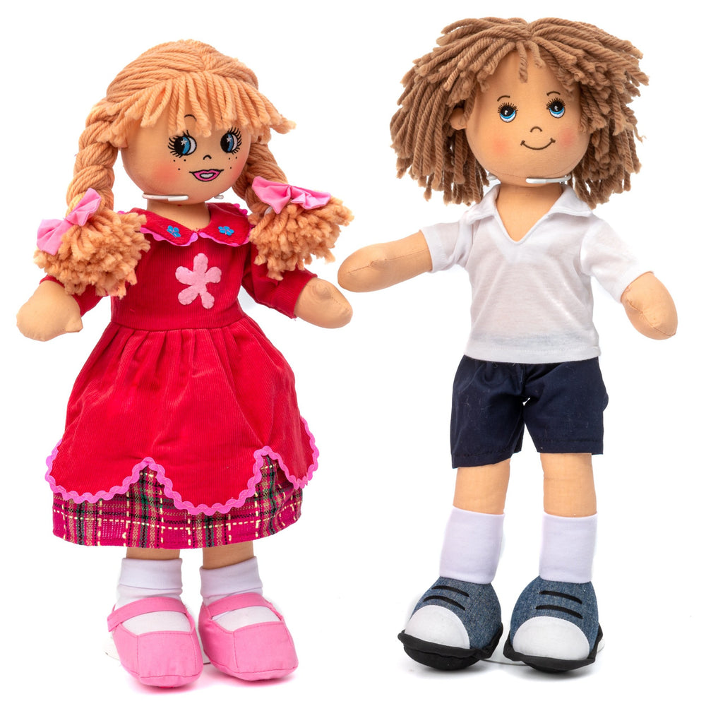 Personalised Rag Doll Brother & Sister Set - Big & Little