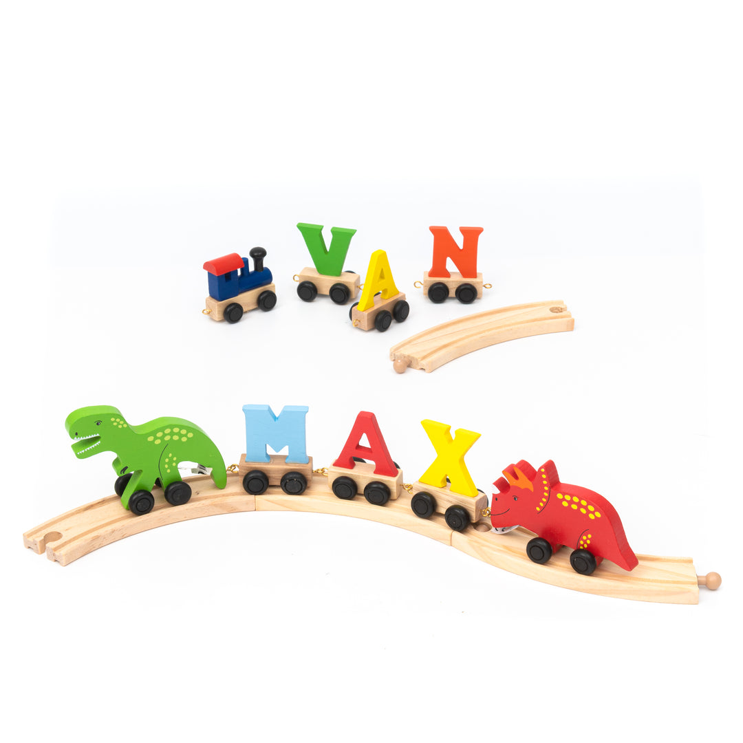Personalised Wooden Letter Dinosaur Train for Boys - with Track