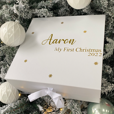 Personalised Christmas Keepsake Box - My First Christmas - Gold Personalisation