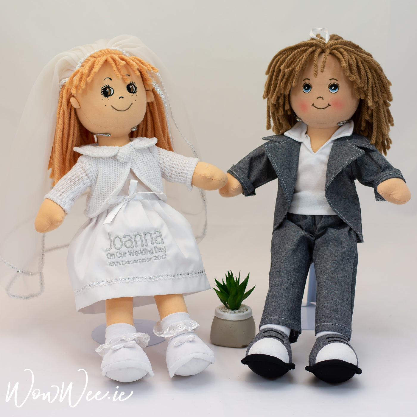 Personalised Rag Doll Set - Bride and Groom - WowWee.ie Personalised Gifts