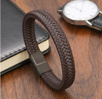 Cuff Bracelet for Men - Leather Woven Classic