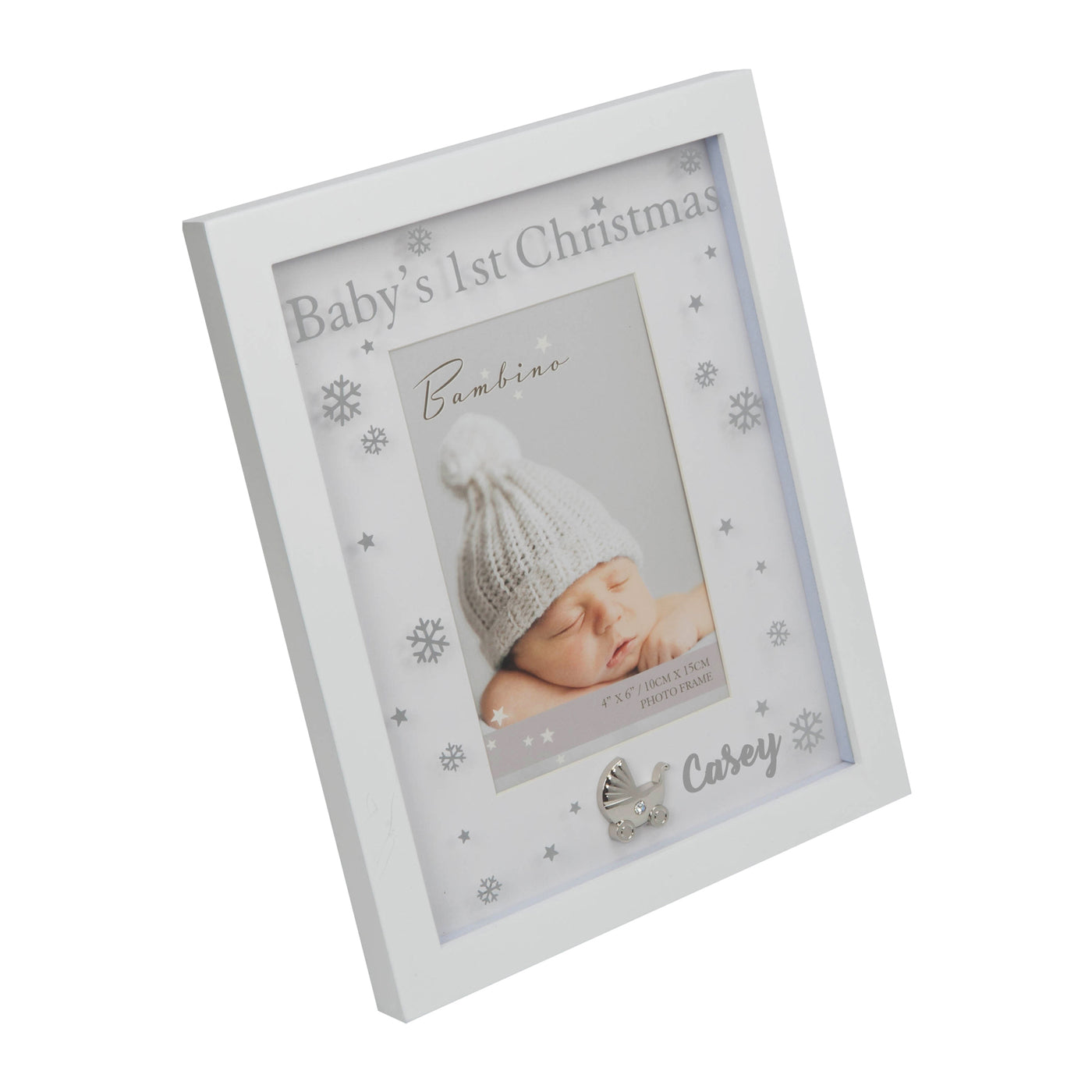 Personalised Baby's First Christmas Frame - White Snowflakes