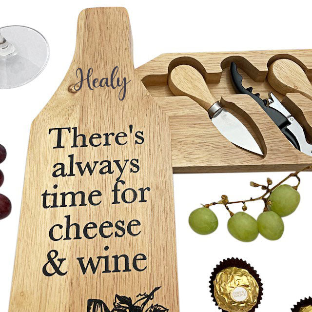 Cheers to You! - Personalised Cheeseboard, Wineglass & Chocolates Gift Set