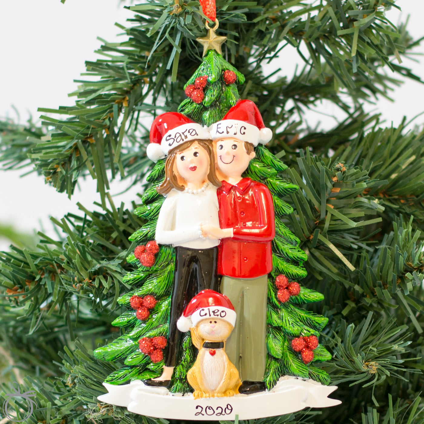 Personalised Christmas Ornament for Couple - Christmas Tree & Cat - WowWee.ie Personalised Gifts