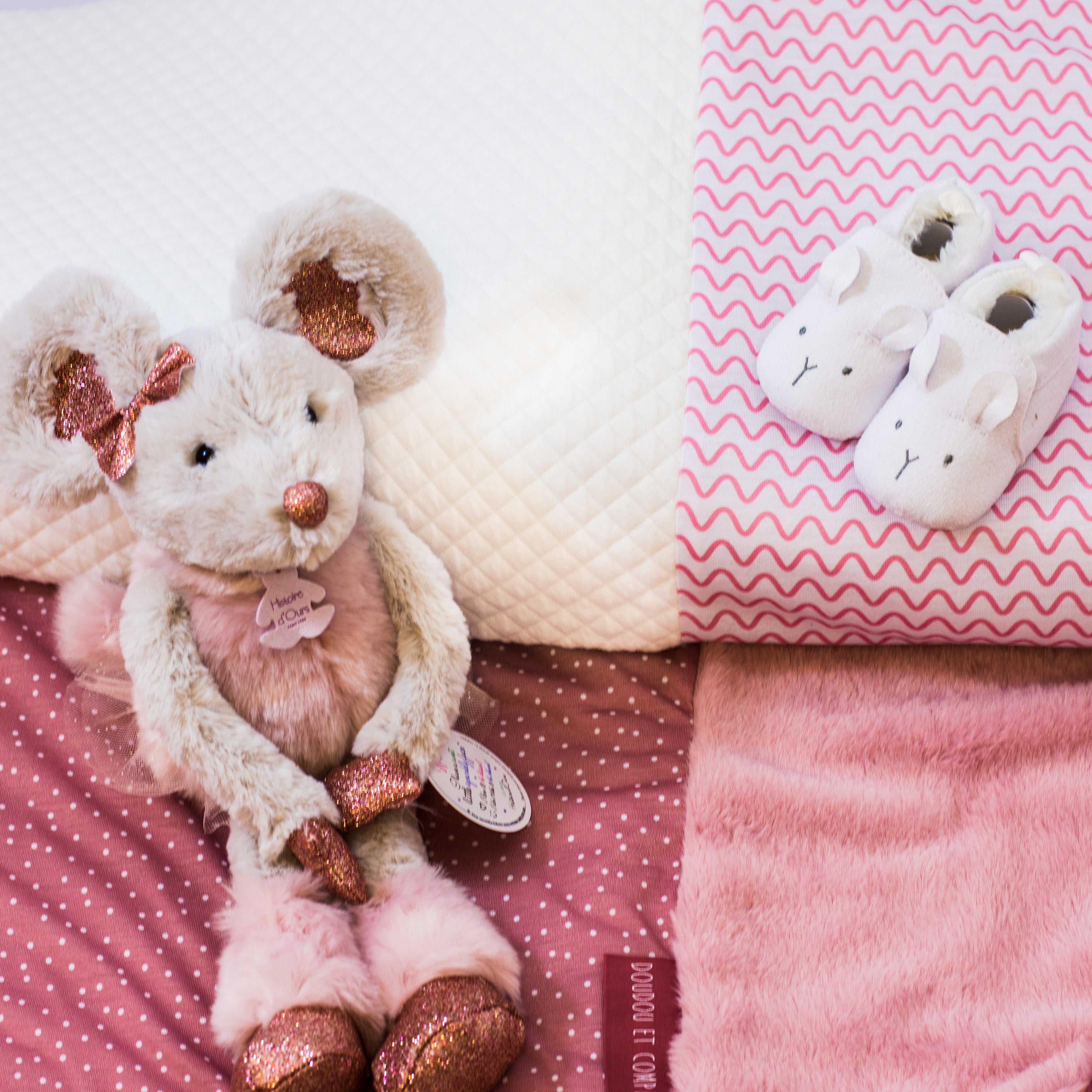 Personalised Signature DouDou Gift Set for Girls- Patchwork Quilt, Plush Toy & Suede Shoes - WowWee.ie Personalised Gifts