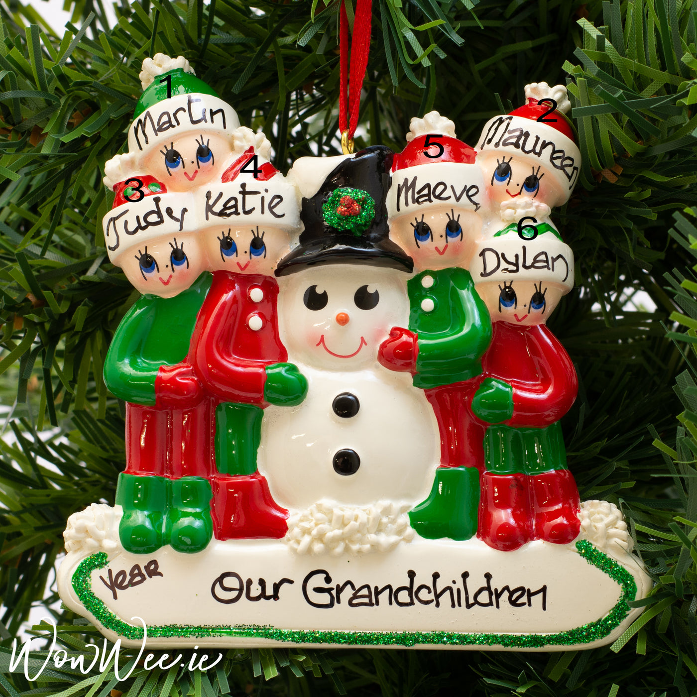 Personalised Christmas Tree Decoration - Making a Snowman Family of 6 - WowWee.ie Personalised Gifts