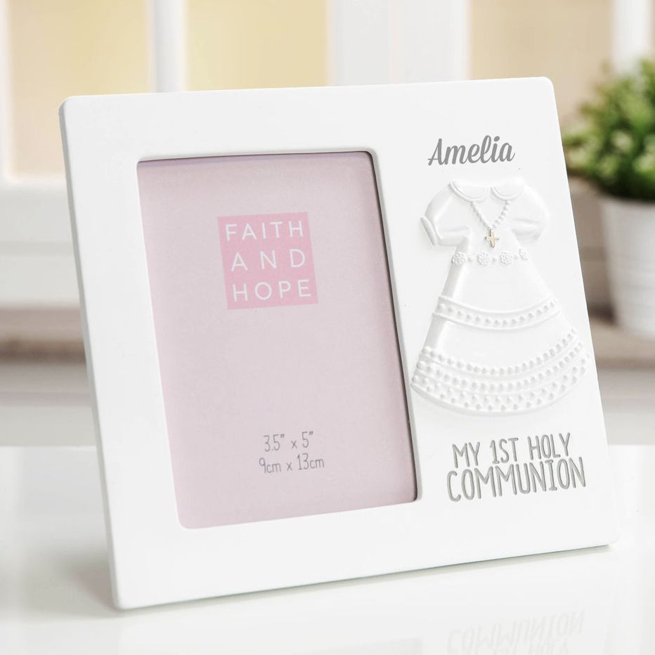 Personalised First Holy Communion Photo Frame - White Dress - WowWee.ie Personalised Gifts