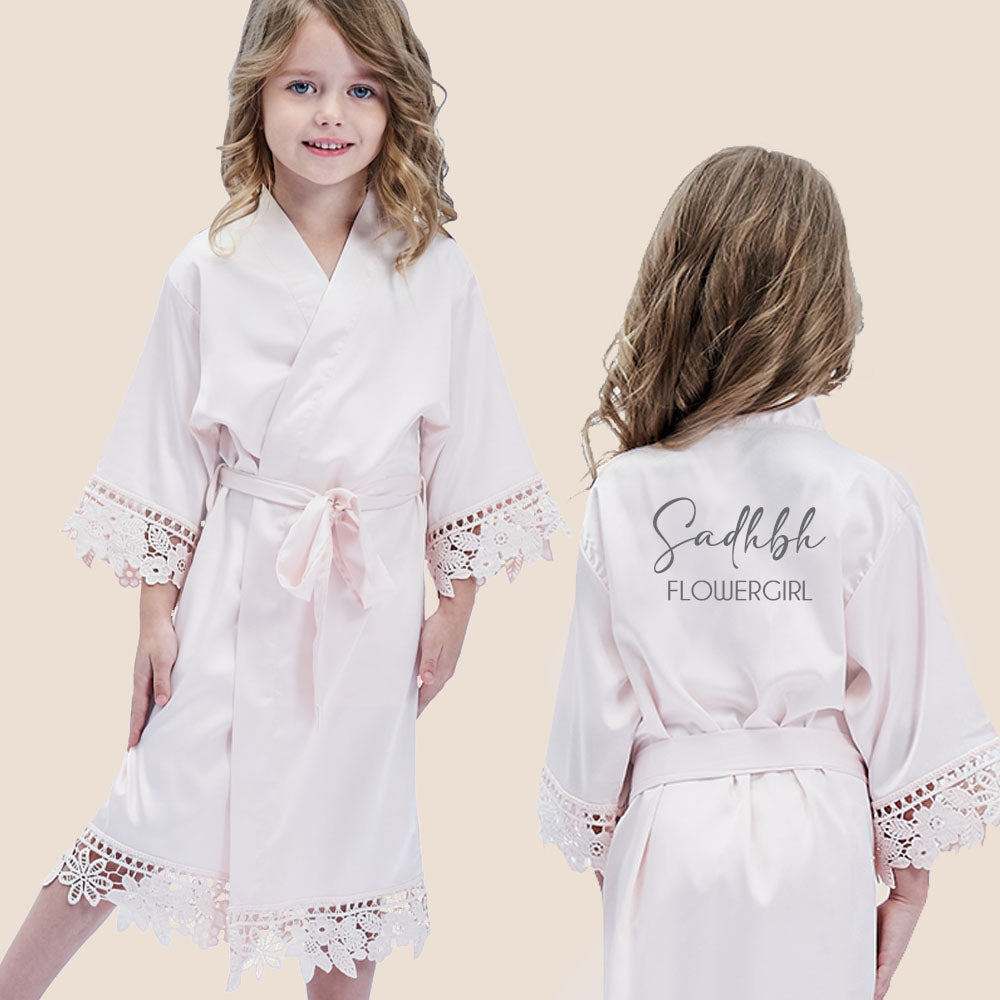 Personalised Satin Flowergirl Robe - White - NEW for 2024