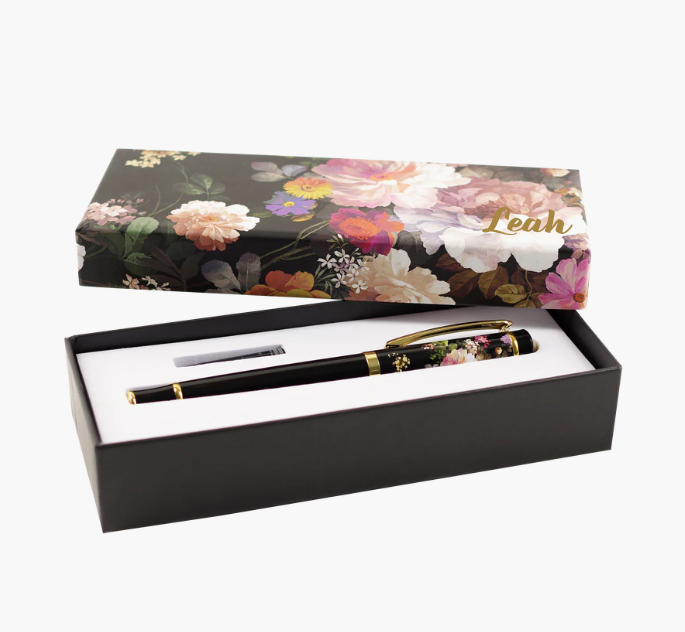 Midnight Floral Fountain Pen - in Personalised Presentation Box