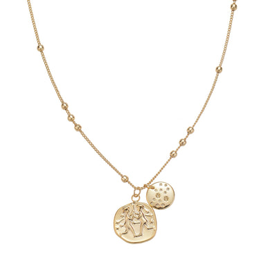 Gemini Zodiac Coin Necklace gift for those born May 21 – June 20