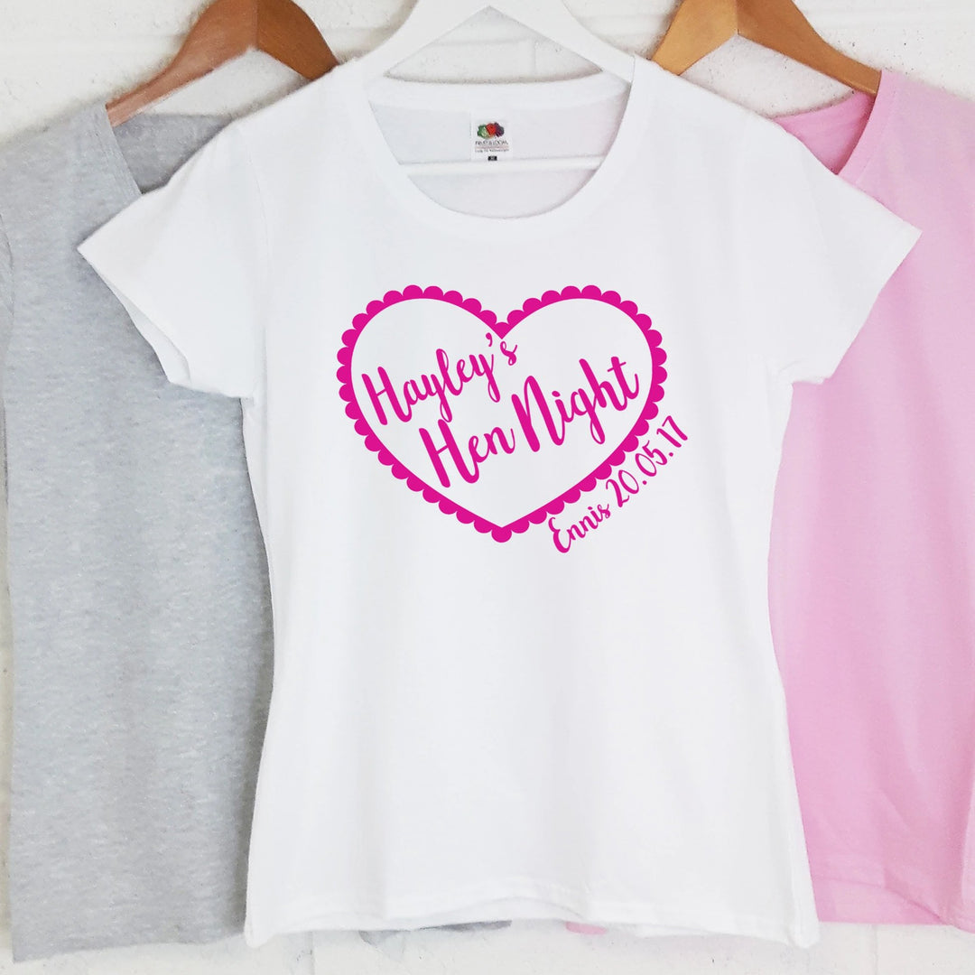Personalised Hen Night T-Shirts - Heart - WowWee.ie Personalised Gifts