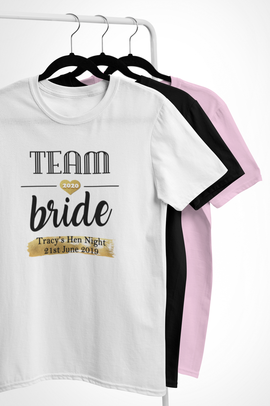 Personalised Hen Night T-Shirts - Rose & Gold Limited Edition Collection - Team Bride