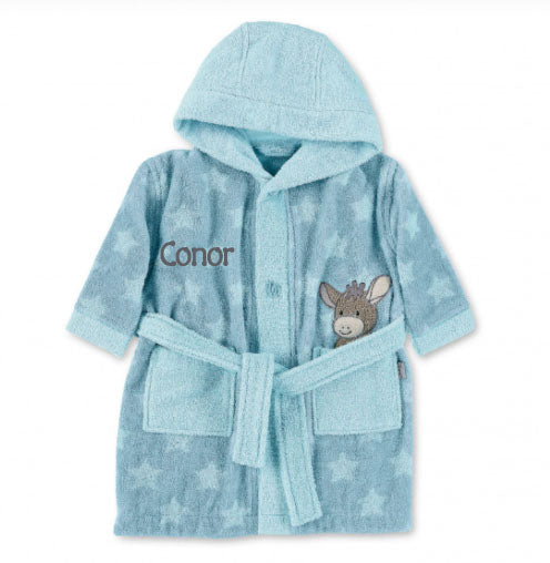 Personalised Bathrobe for Boys - Blue Donkey - WowWee.ie Personalised Gifts