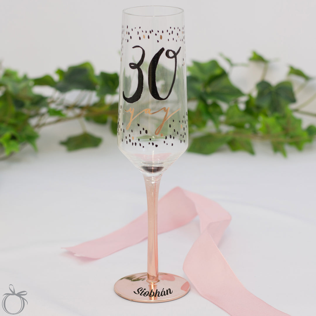 Personalised 30th Birthday Champagne Flute - Rose Gold - WowWee.ie Personalised Gifts