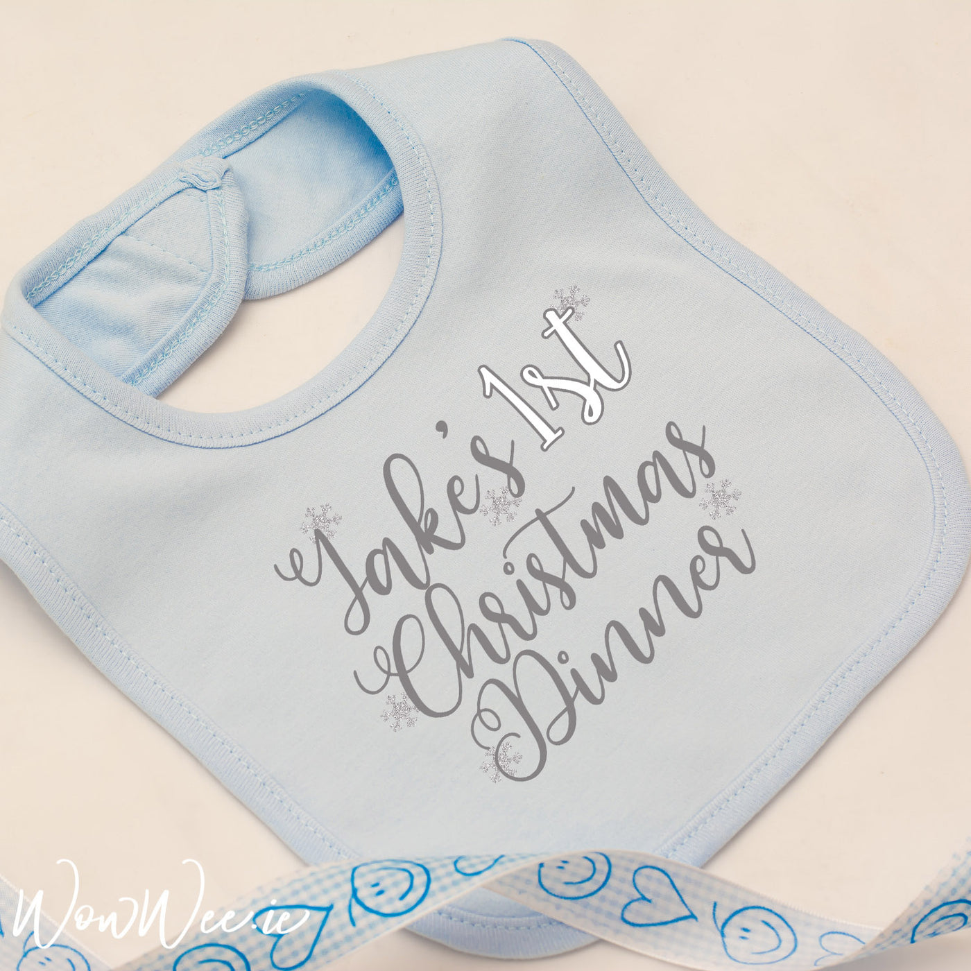 Personalised My First Christmas Bib for Boys - Christmas Dinner - WowWee.ie Personalised Gifts