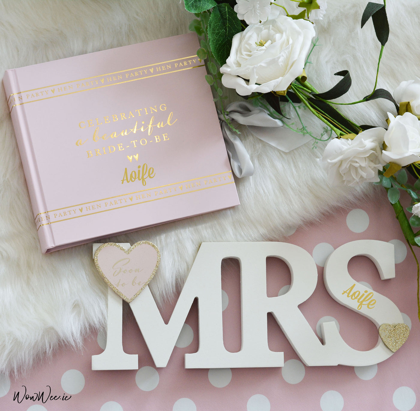 Personalised Bride to Be Gift Set - Hen Party Photo Album & Soon to Be Mrs Standing Plaque - WowWee.ie Personalised Gifts
