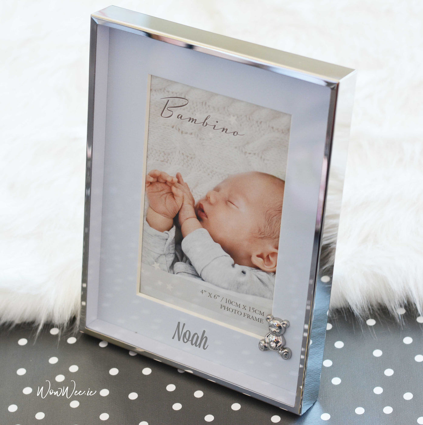 Personalised Baby Photo Frame - Blue Teddy - WowWee.ie Personalised Gifts
