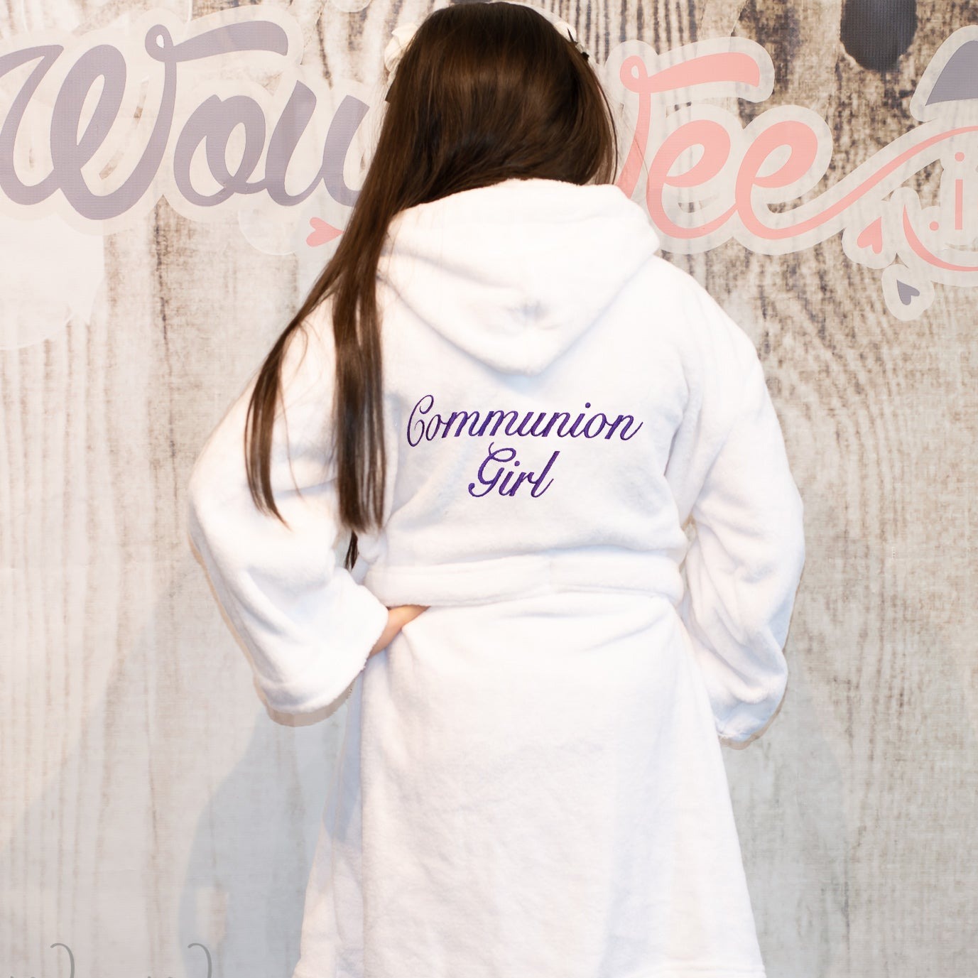 Personalised Fluffy Robe for Communion Girls | Personalised Communion Girl Dressing Gown | Personalised First Communion Gifts | WowWee.ie