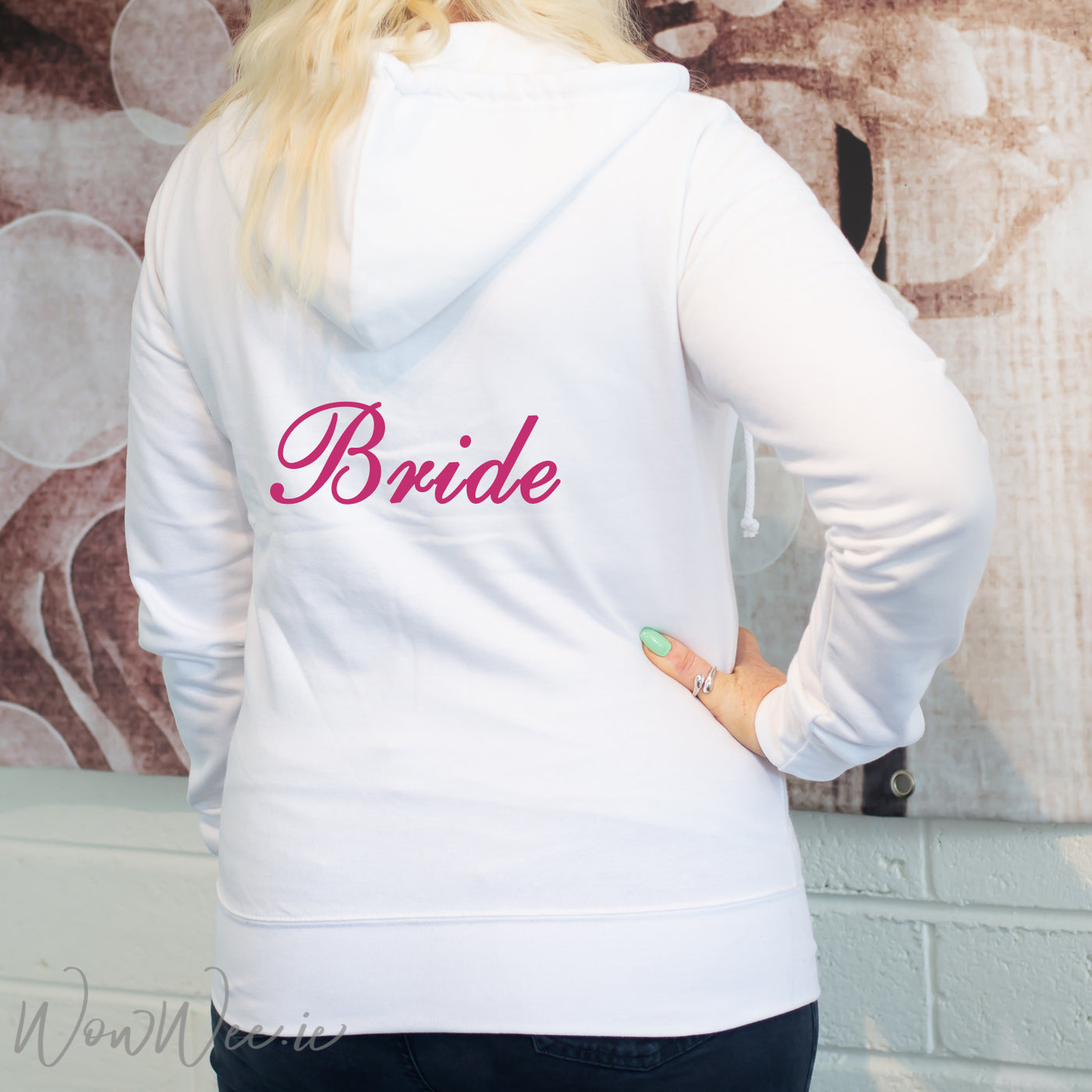 Personalised Bridal Hoodie - White - WowWee.ie Personalised Gifts