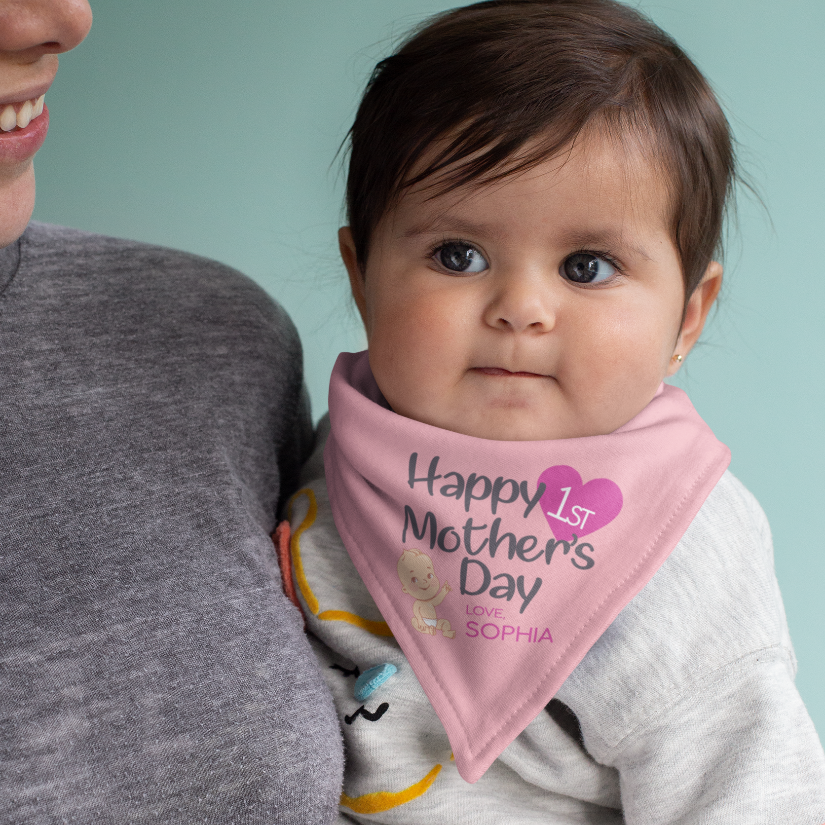 Personalised 1st Mother's Day Baby Bib - Pink - WowWee.ie Personalised Gifts