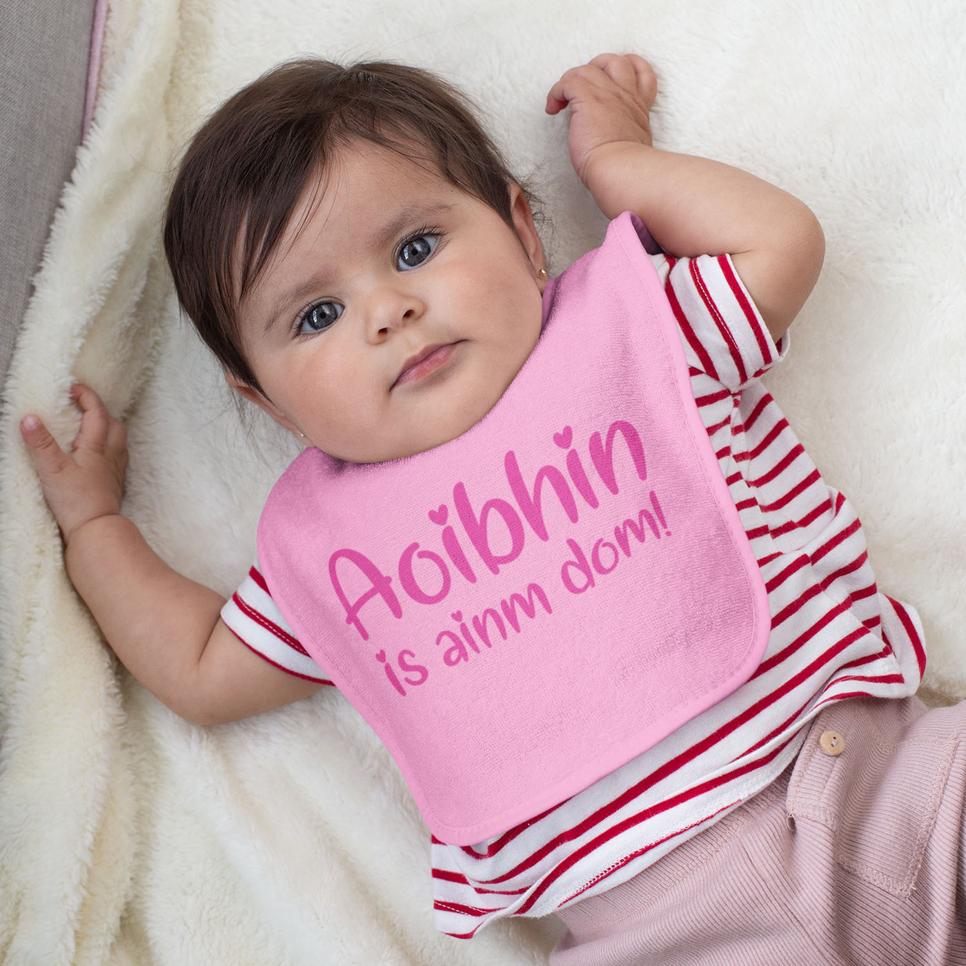 Personalised Pink Baby Bib - is ainm dom! - WowWee.ie Personalised Gifts