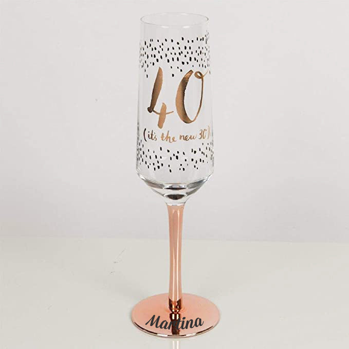 Personalised 40th Birthday Champagne Flute - Rose Gold