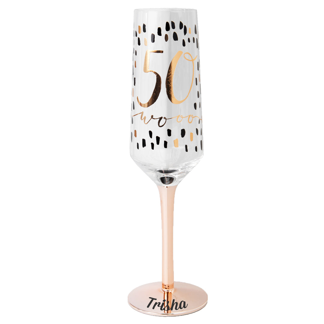 Personalised 50th Birthday Champagne Flute - Rose Gold