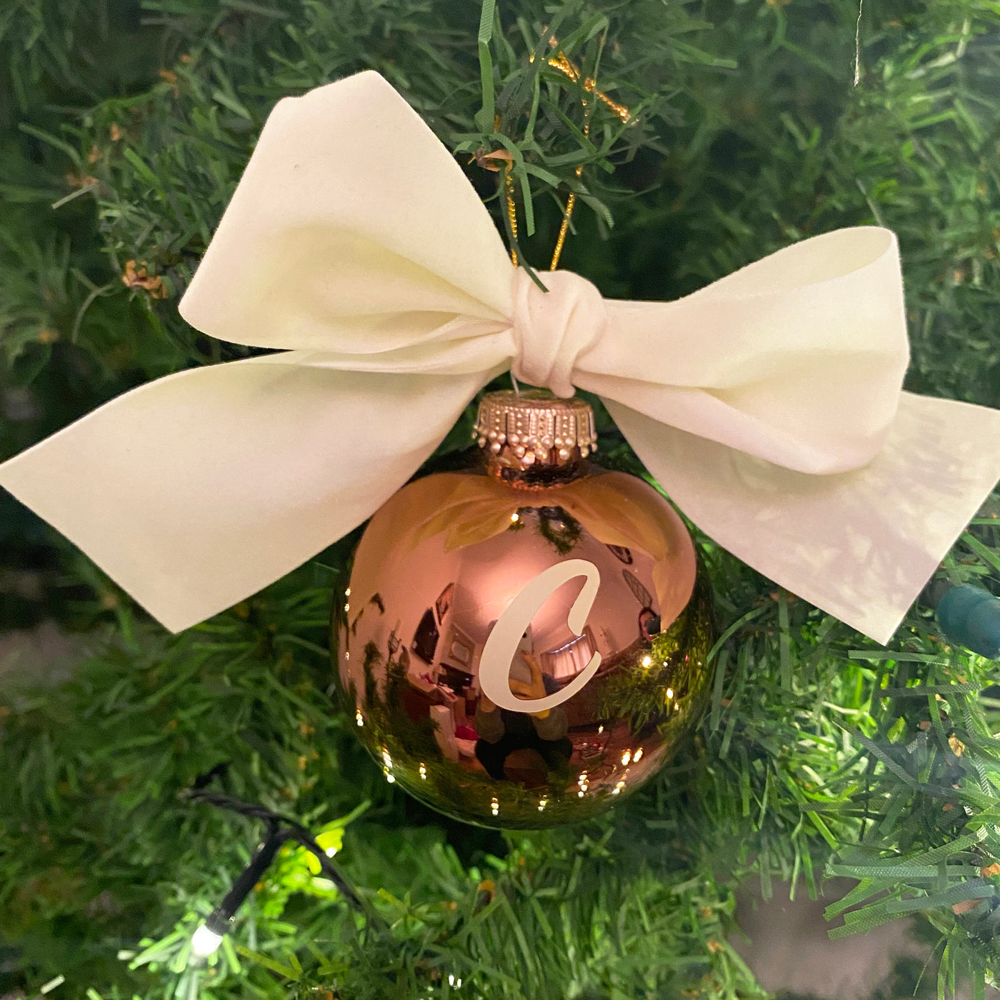 Personalised Luxury Christmas Bauble - Copper & Cream - 7cm - WowWee.ie Personalised Gifts