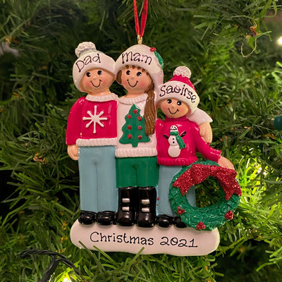 Personalised Christmas Ornament - Ugly Christmas Jumpers Family 3