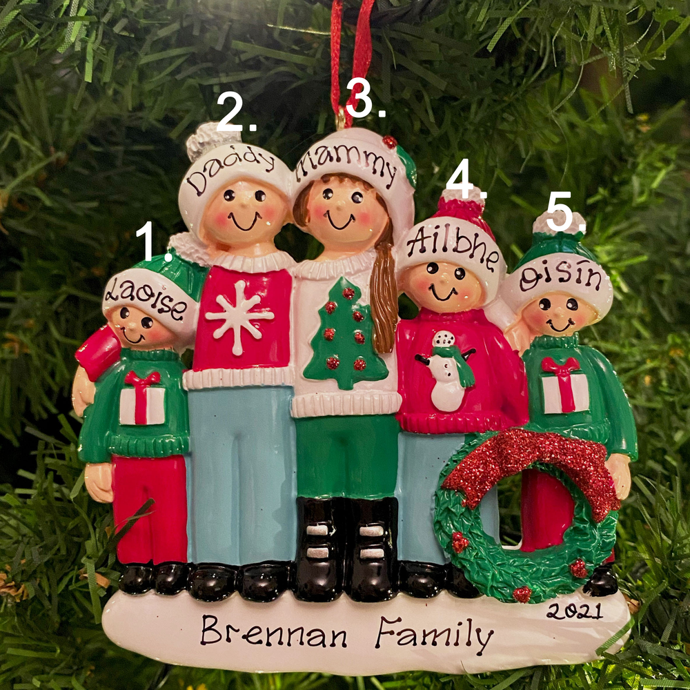 Personalised Christmas Ornament - Ugly Christmas Jumpers Family 5