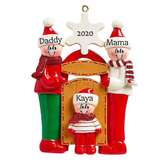 Personalised Christmas Ornament - Sledding Family of 3 - WowWee.ie Personalised Gifts