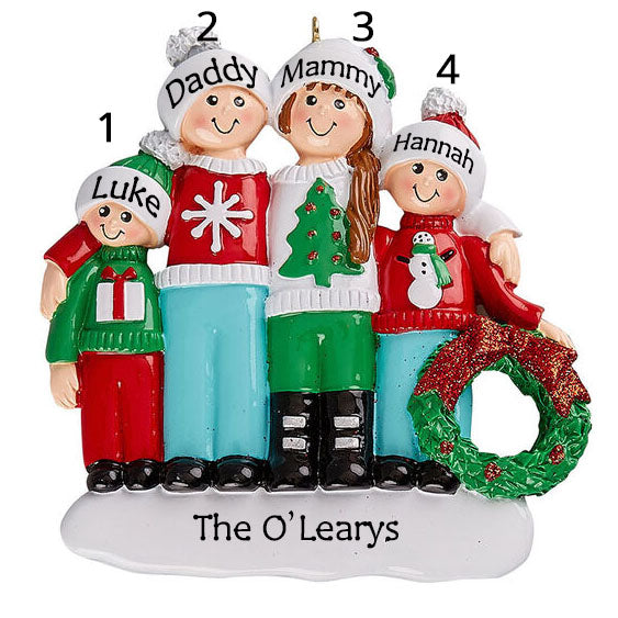 Personalised Christmas Ornament - Ugly Christmas Jumpers Family 4