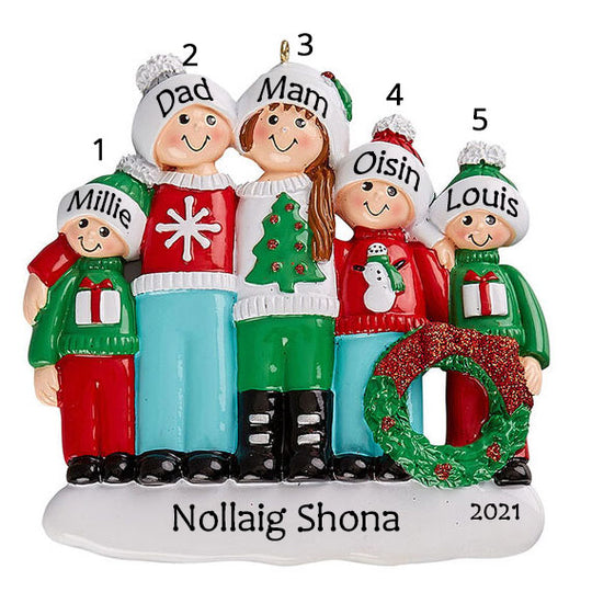 Personalised Christmas Ornament - Ugly Christmas Jumpers Family 5
