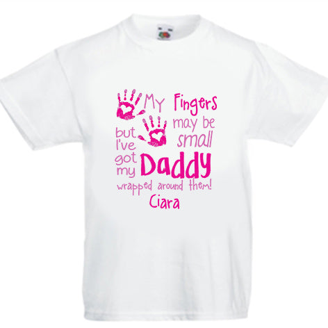 Personalised Father's Day T-Shirt  for Girls - My fingers may be small - WowWee.ie Personalised Gifts