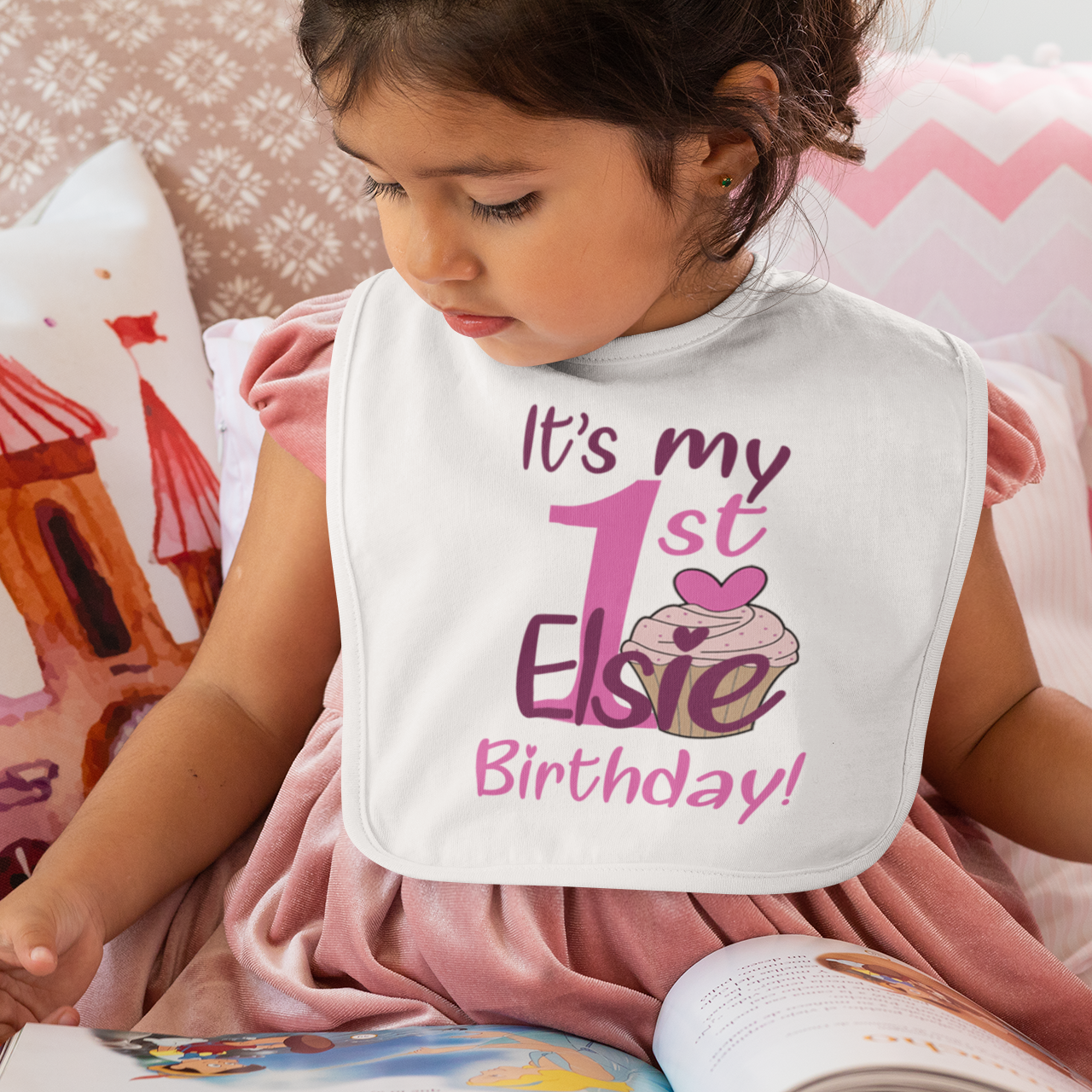 Personalised Bib - 1st Birthday Cupcake - Girl - WowWee.ie Personalised Gifts