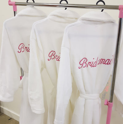 Bridesmaid Robe - Pink Embroidery