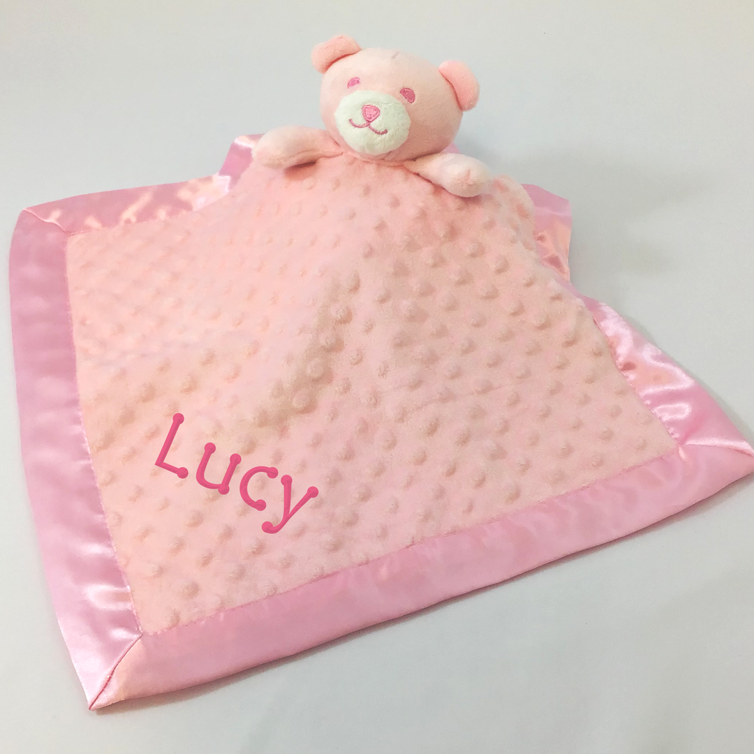 Personalised Baby Comforter - Light Pink Bubble