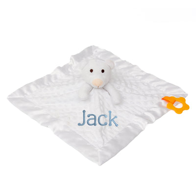 Personalised Baby Comforter - White Teddy for Boys