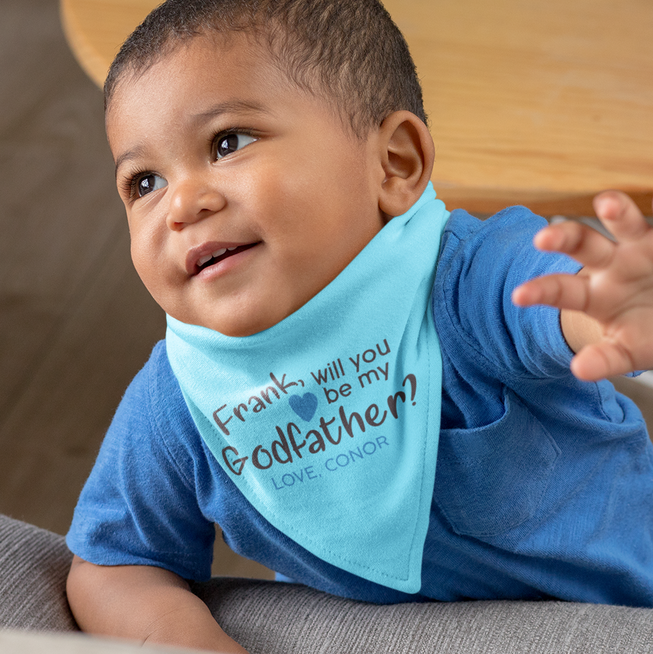 Personalised Baby Bib - Will You Be My GODFATHER? - Boy - WowWee.ie Personalised Gifts