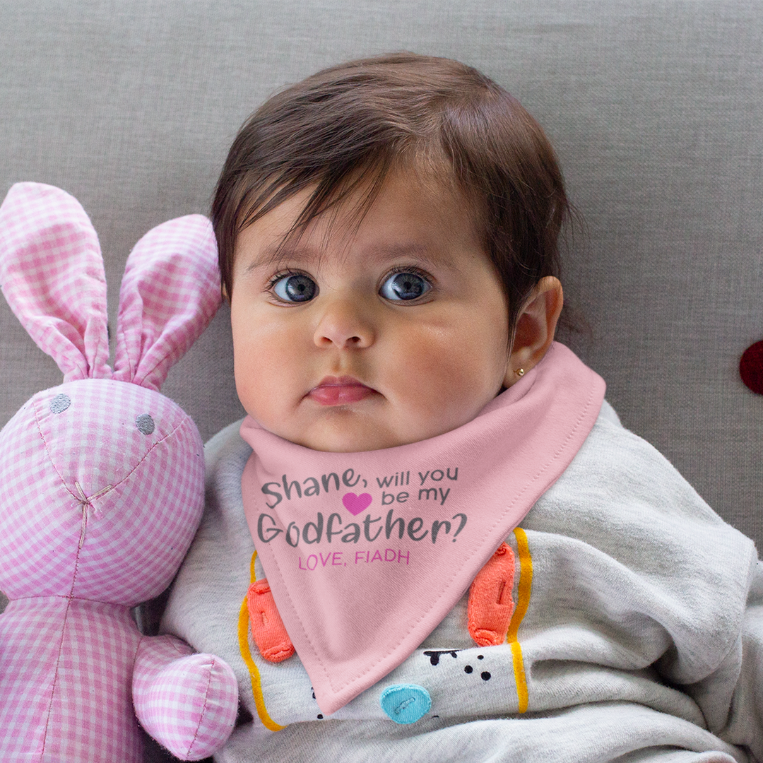 Personalised Baby Bib - Will You Be My GODFATHER? - Girl - WowWee.ie Personalised Gifts