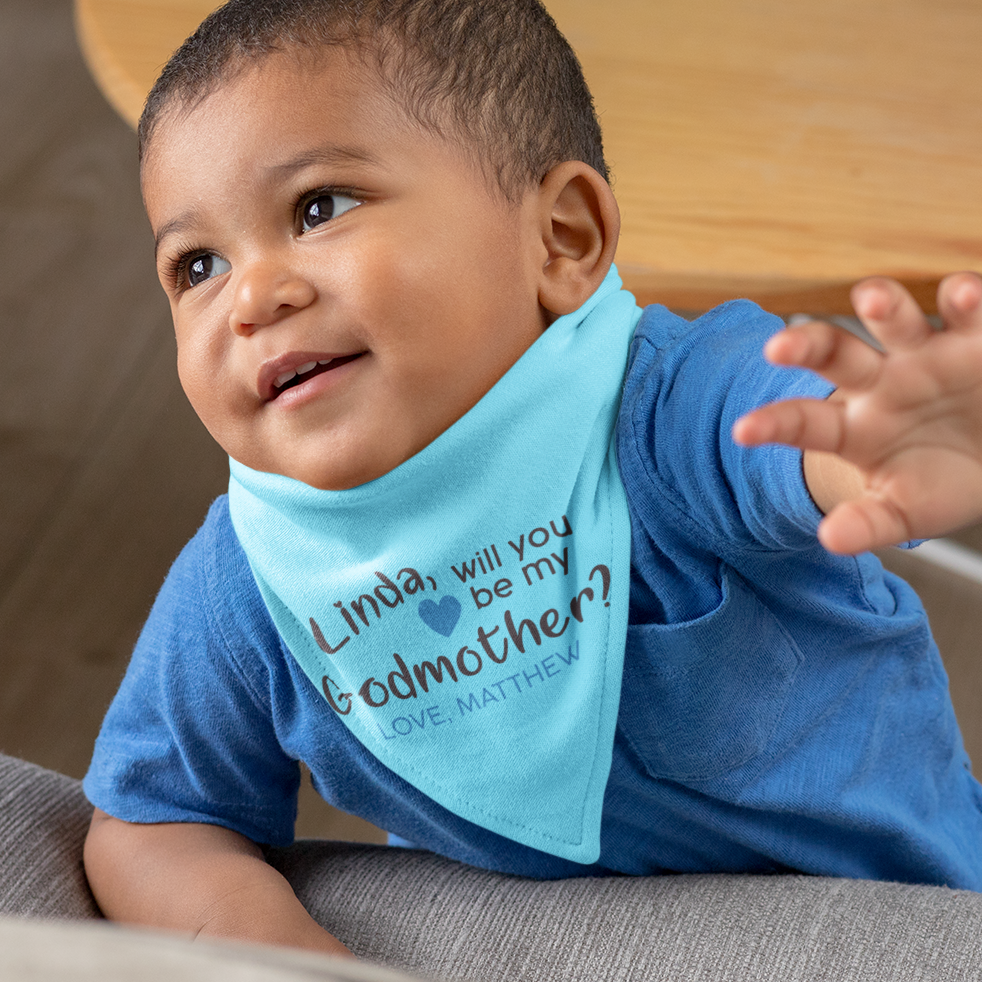 Personalised Baby Bib - Will You Be My GODMOTHER? - Boy - WowWee.ie Personalised Gifts